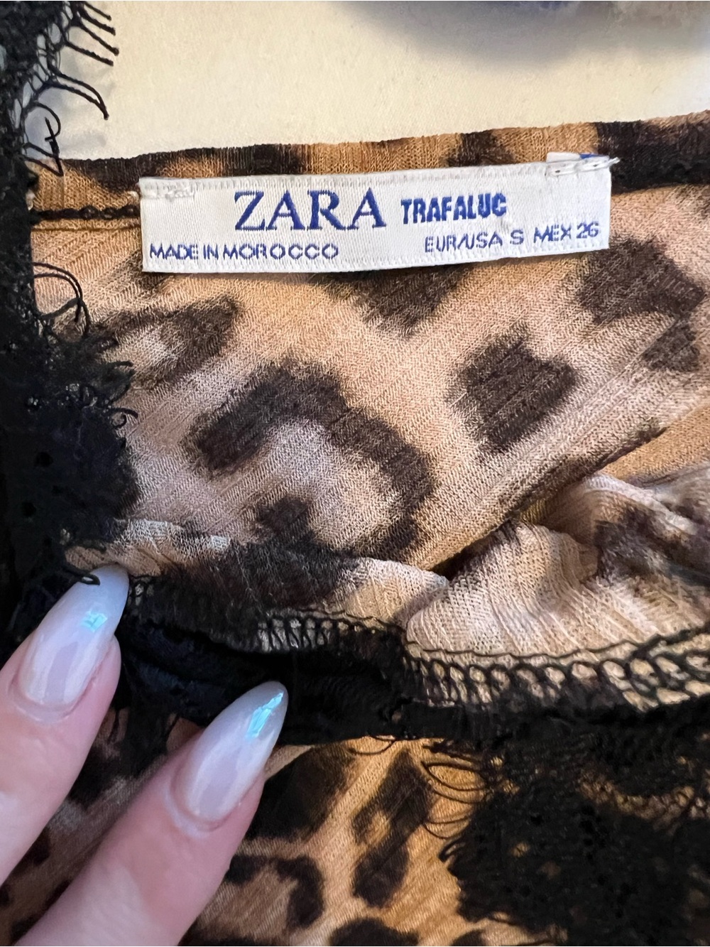 Zara Leopard-Print Lace-Trim Cami — Black & Brown - Picture 4 of 5